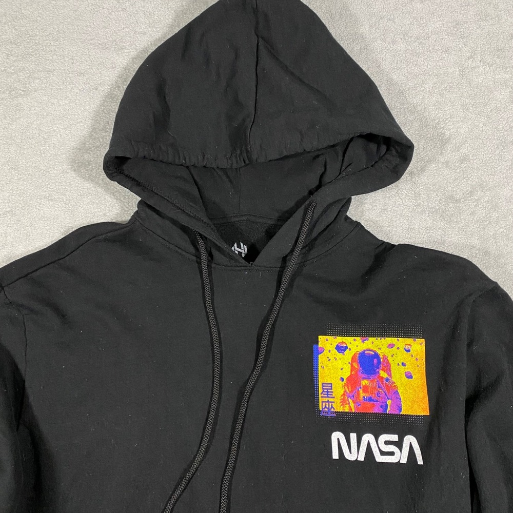 Hyper Space NASA Hoodie Mens Lg Black Thermal Astronaut Graphic Kanji Worm Logo - Picture 8 of 12